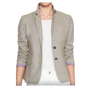 Banana Republic Women's Light Taupe Blazer with Lavender Cuff Detail